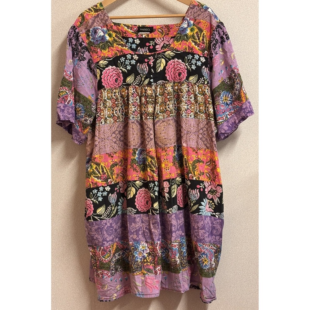 Marisol Patchwork MuuMuu Dress Vintage Floral Boho Midi Grandmacore Fairy Whimsy